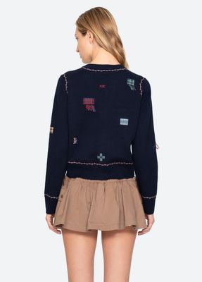 SEA NEW YORK CLAIRA EMB KNIT CARDIGAN 
