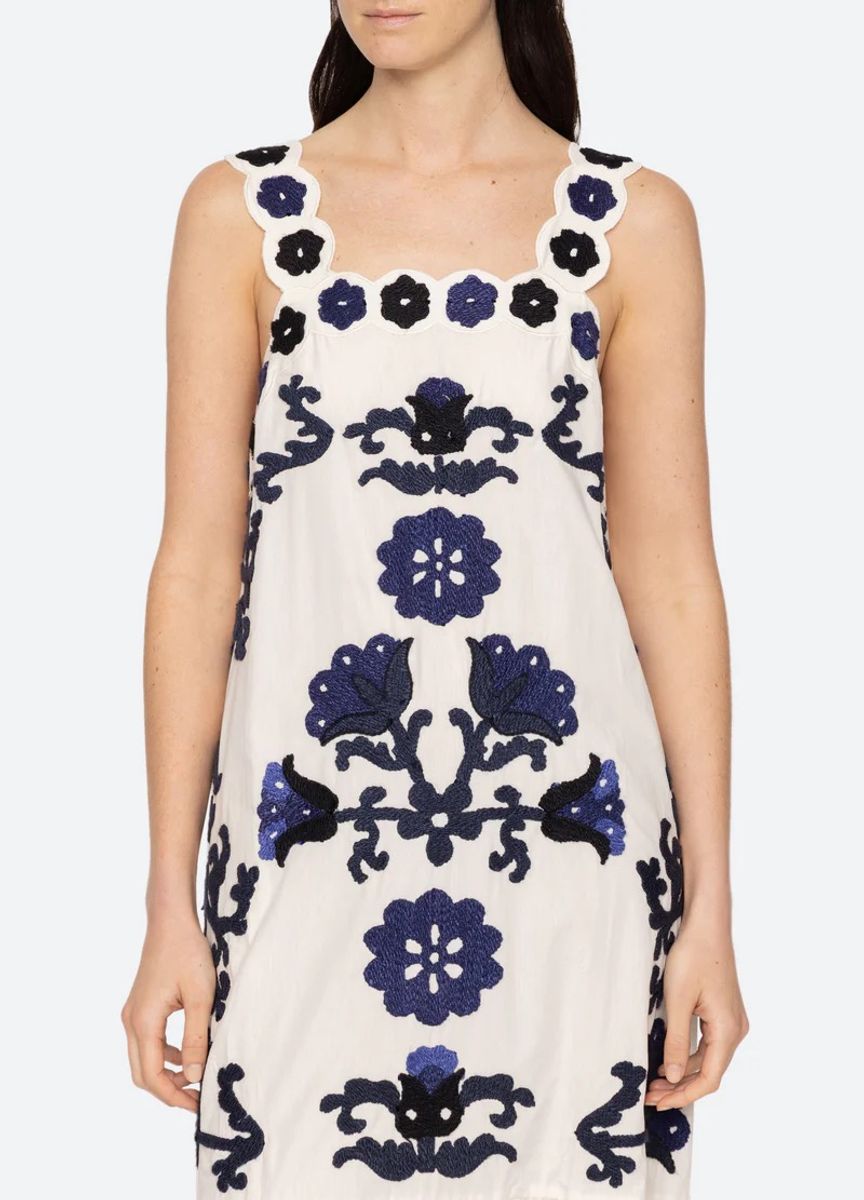 SEA NY Catrine Dress WHITE/BLUE