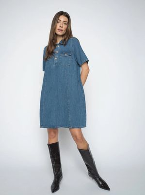 MOS MOSH BIBA EAST DRESS MID BLUE 