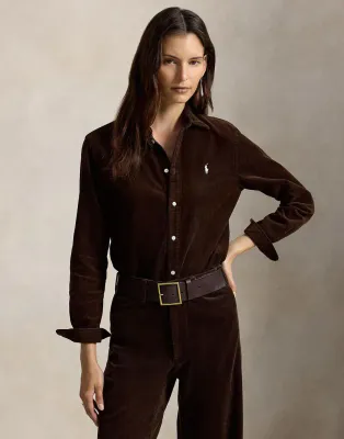 POLO RALPH LAUREN  Classics Woven Sport Shirt Dark Brown 