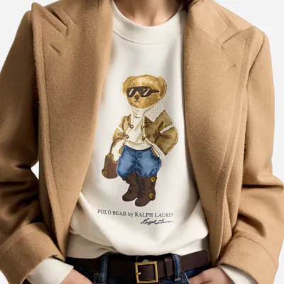 POLO RALPH LAUREN Winter Polo Bear Fleece Crewneck Antique Cream
